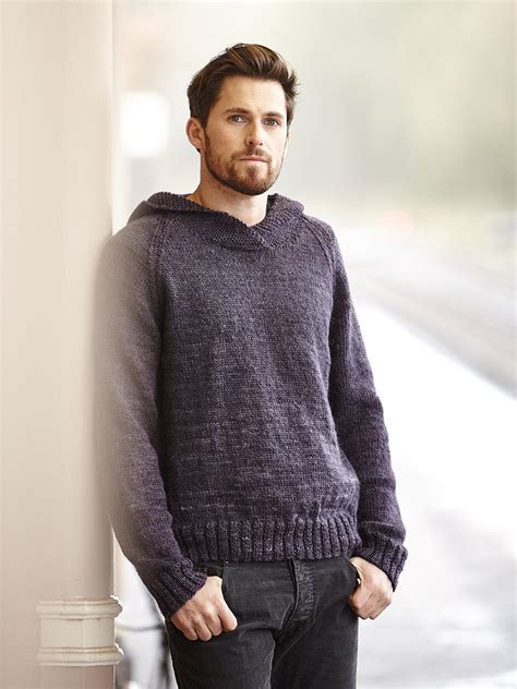 Clifton Knit This Mens Stocking Stitch Hooded Sweater From Easy Aran
