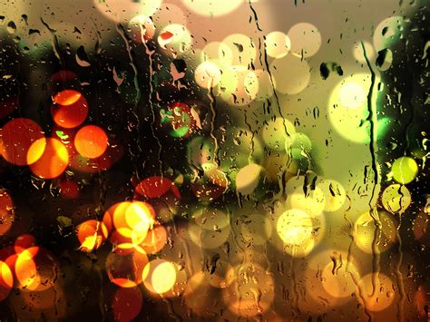 Bokeh City Lights Rain Structure Water Water Drops We