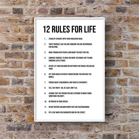 12 Rules For Life Wall Art Quote Life Rules Success Positive Etsy Uk