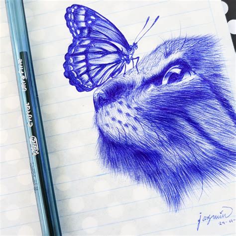 Gato Dibujo Pen Art Work Ballpoint Pen Art Cool Art Drawings My XXX