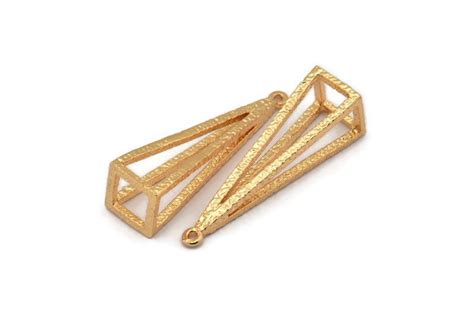 Gold Triangle Prism Gold Plated Brass Triangle Prism Pendants Etsy Uk