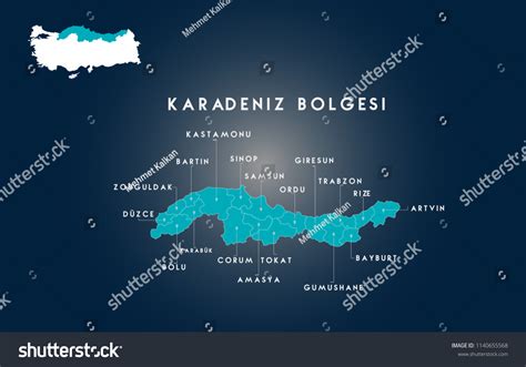 Map Of The Black Sea Region Of Turkey Turkish Royalty Free Stock