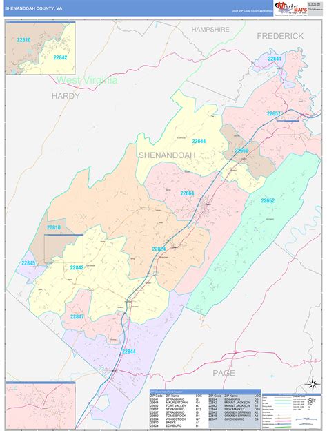 Shenandoah County Va Wall Map Color Cast Style By Marketmaps Mapsales