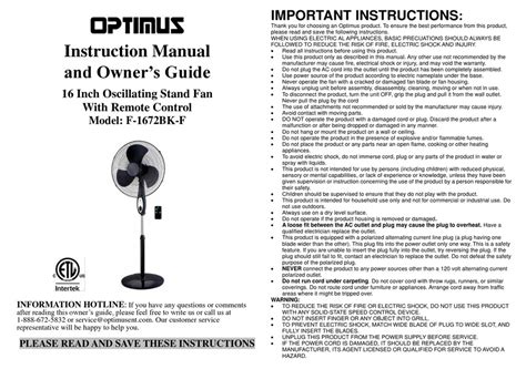 Optimus F 1672bk F Instruction Manual And Owners Manual Pdf Download