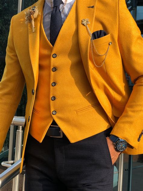 Baslar Yellow Slim Fit Suit