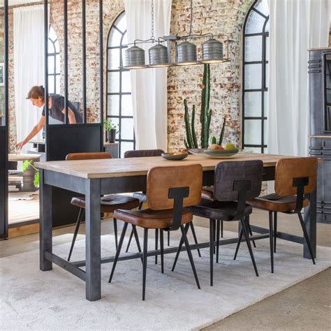 Table à manger bois et métal gris 4 tiroirs en 2021 | Table à manger