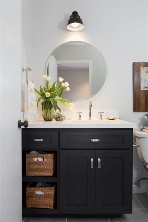 Contemporary Black And White Bathroom With Black Vanity Hgtv