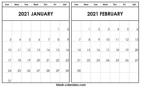 January 2021 editable calendar with holidays. Editable January February 2021 Calendar - Print Free Blank Template