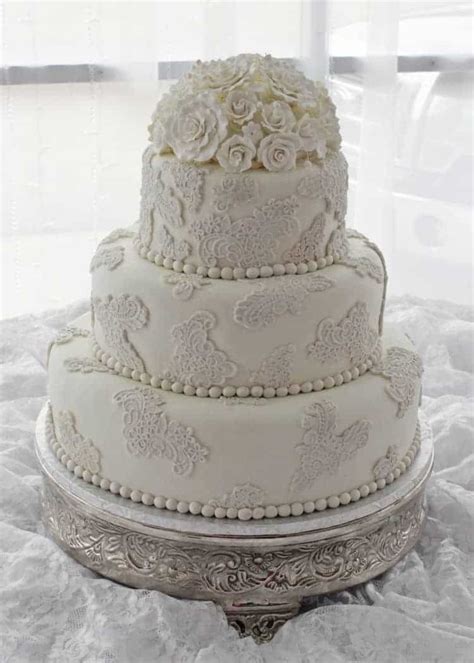 Vintage Lace Wedding Cake With Sugar Roses Rose Bakes