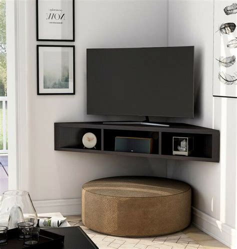 Corner Tv Stand Brown Floating Media Shelf Mounted Console