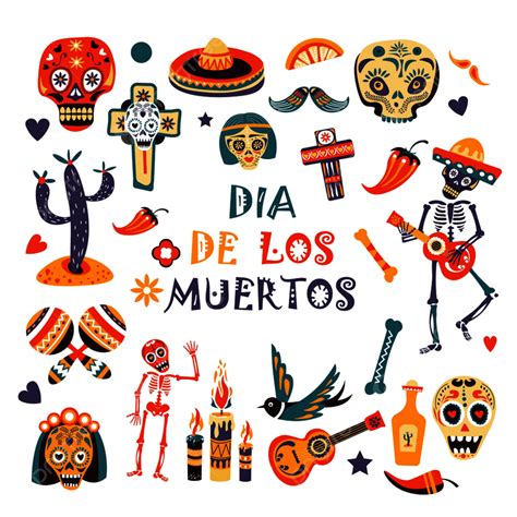 Dia De Los Muertos Vector Greeting Card For Mexican Traditional Holiday