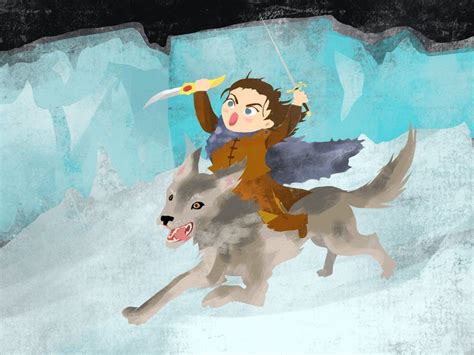 Chibi Arya Riding Nymeria By Joyjuhee On Deviantart Chibi Arya Fire Art