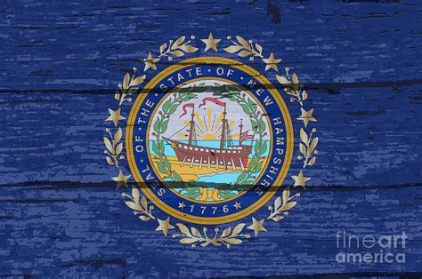 New Hampshire State Flag On Old Timber Digital Art By Bigalbaloo Stock