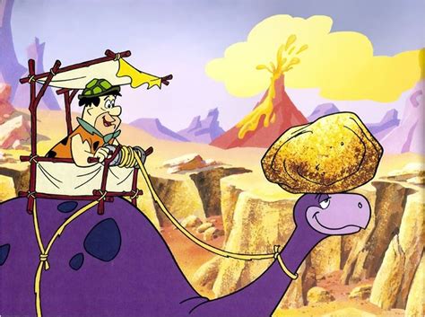 Fred Flintstone At Work Using His Brontosaurus