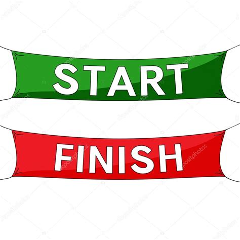 Start And Finish Lines Green And Red Banners Stock Vector Image By