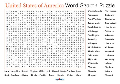 States Word Search Puzzle 1