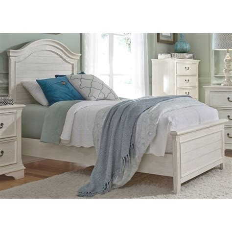 Shop Bayside Heavy Wire Brushed Antique White Panel Bed On Sale