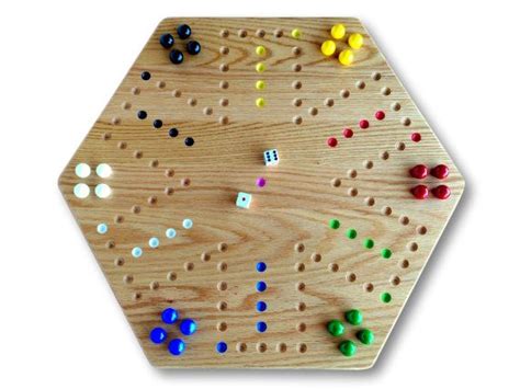 Double Sided Aggravation Board Game Solid Oak Wood With Hand Painted