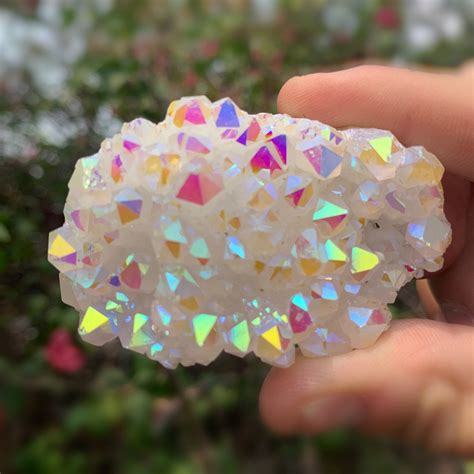 Angel Aura Quartz Cluster Rainbow Aura Crystal Quartz Etsy