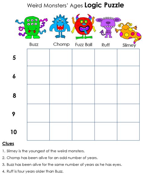 Logic Puzzles For Kids Printable Logic Puzzles