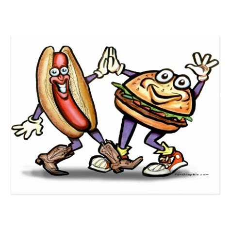 Hot Dog N Hamburger Postcard Zazzle