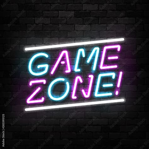 Vettoriale Stock Vector Realistic Isolated Neon Sign Of Game Zone For