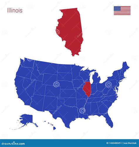El Estado De Illinois Se Destaca En Rojo Mapa Del Vector De Los Estados