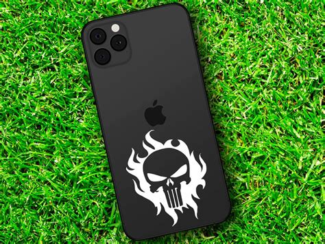 Punisher Skull With Flames Decal Etsy