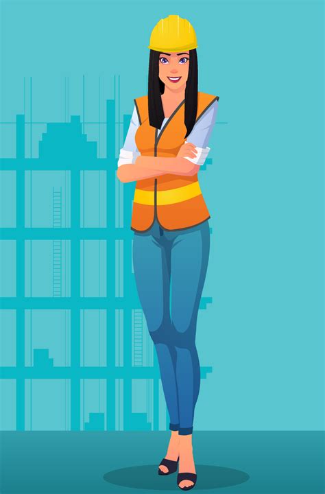 smiling construction worker woman wearing work uniform and helmet image premium vector