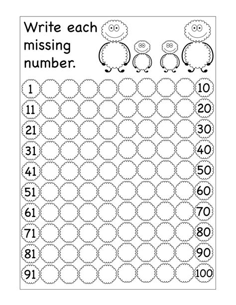 Missing Numbers 1 100 Worksheets