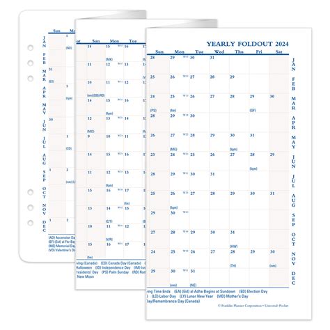Yearly Foldout Calendar Franklin Planner