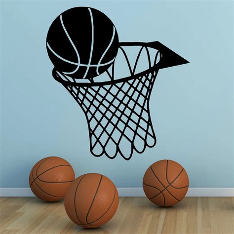 G086 Basketball And Net Hoop Vinyl Wall Art Sticker Sports Hall Etc Boy