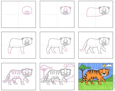 Step By Step How To Draw A Tiger At Drawing Tutorials