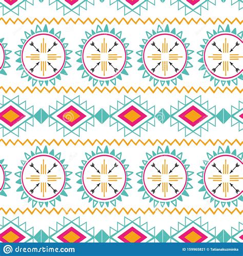Seamless Tribal Ethnic Pattern Aztec Abstract Background Mexican