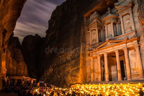 Petra Under The Light Of The Stars And The Candles Stock Image Image