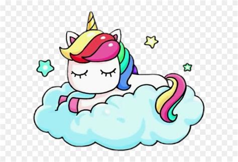 Unicorn Sleep Cloud Rainbow Kawaii Draw So Cute Unicorn On A Cloud