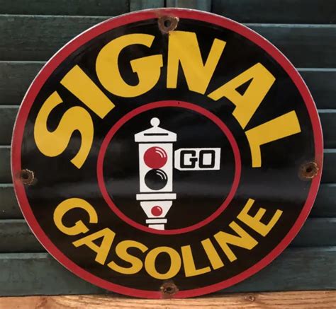 Vintage Signal Gasoline Porcelain Sign Gas Oil Service Station Pump Plate Picclick