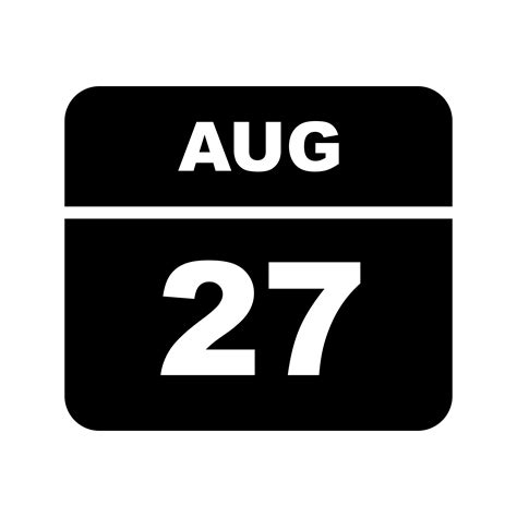 August 27th Date On A Single Day Calendar 496823 Vector Art At Vecteezy