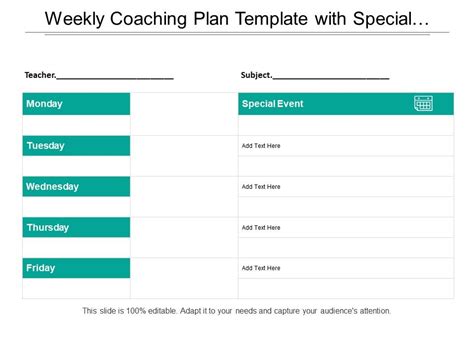 Here's how the coaching email templates work. Weekly Coaching Plan Template With Special Events ...