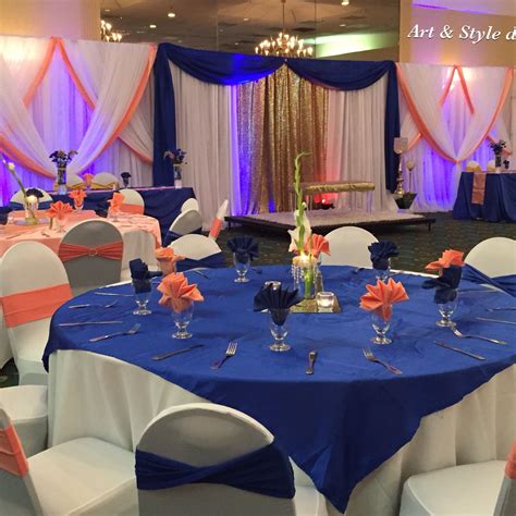 Beautiful Wedding Decor Royal Blue And Coral Artandstyledecor Coral