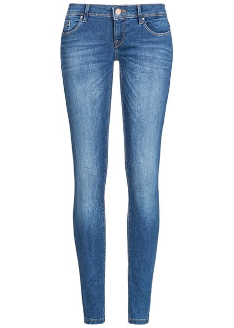 Only Damen Skinny Jeans Hose 5 Pockets Super Low Waist Noos Medium Blau
