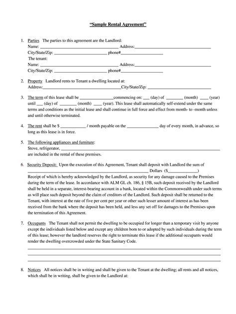 Free Printable Residential Lease Agreement Template