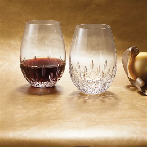Waterford Crystal Tology Set Of Two Lismore Nouveau Red Wine Stemless Crystal Glasses