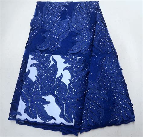 Royal Blue Nigerian Net Lace Embroidered Swiss Voile Laces African Lace Fabrics French Mesh Plus