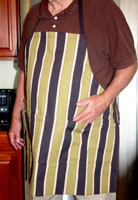 Big Man Striped Cooking Apron Man Apron Green And Brown Stripe King Size Apron Size 2xl To
