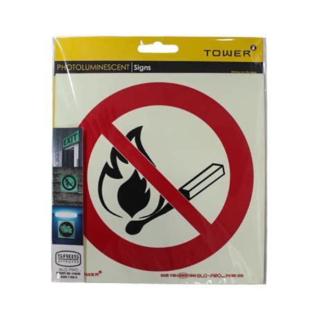 TOWER SABS NO NAKED FLAME SIGN 190MM X 190MM BRIGHTS Hardware Shop