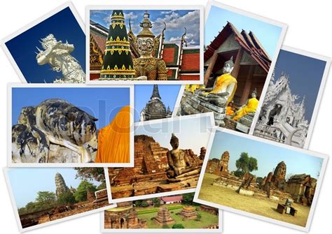 Traveling Around Thailand In Collage With Several Shots Stock Photo