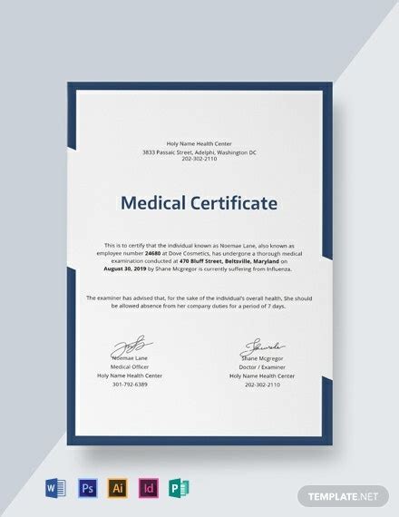 18 Free Medical Certificate Templates Word Psd Indesign Apple