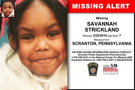 Savannah Strickland Age Now 7 Missing 03222016 Missing From