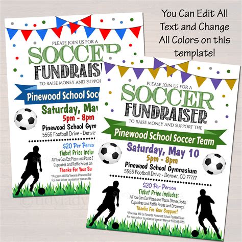 Soccer Fundraiser Benefit Event Flyer Tidylady Printables